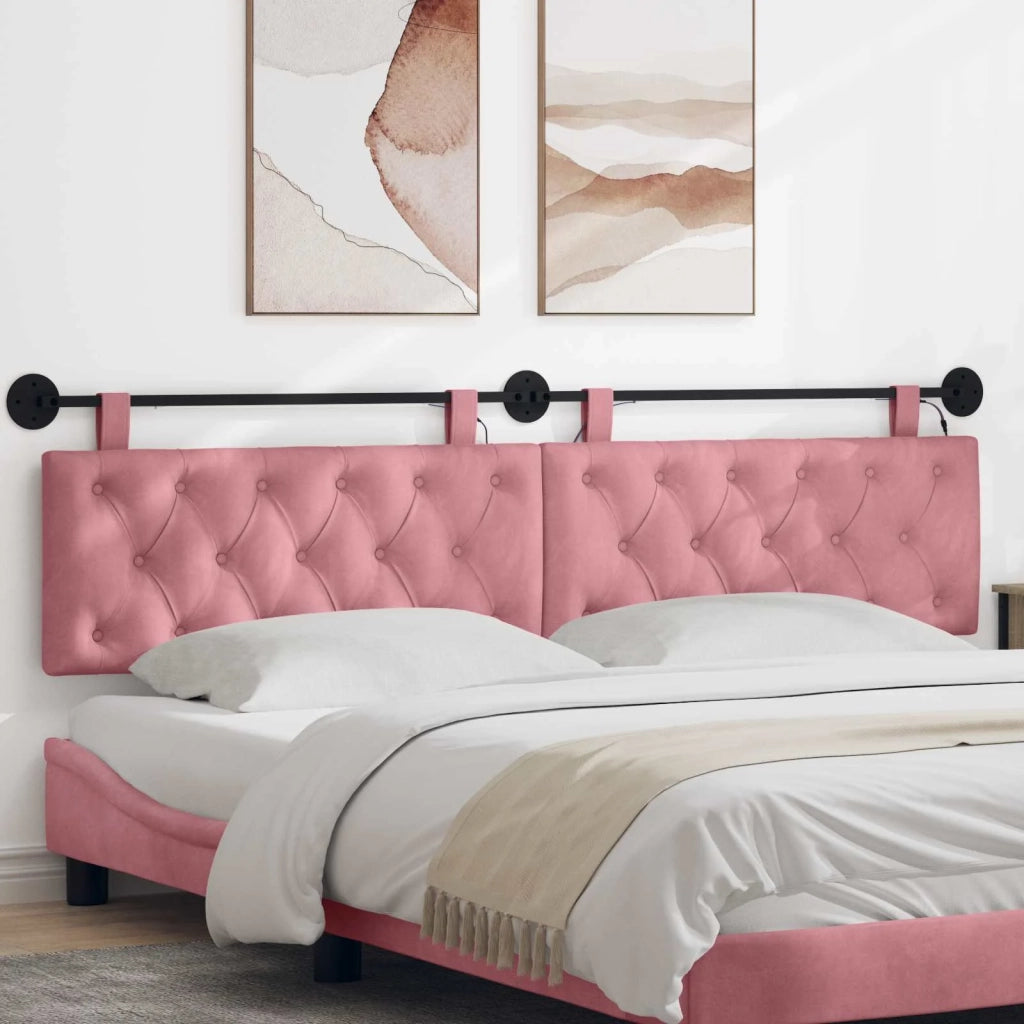 Testiera | Testata sospesa Con luce LED Rosa Velluto