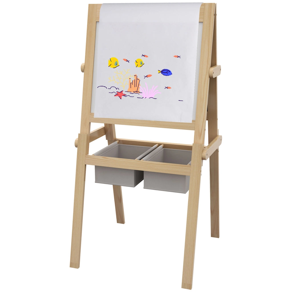 Cavalletto per Bambini 3 in 1 ¨C Xylo ¨C Legno Naturale Bianco con Lavagna 58x50,5x109 cm