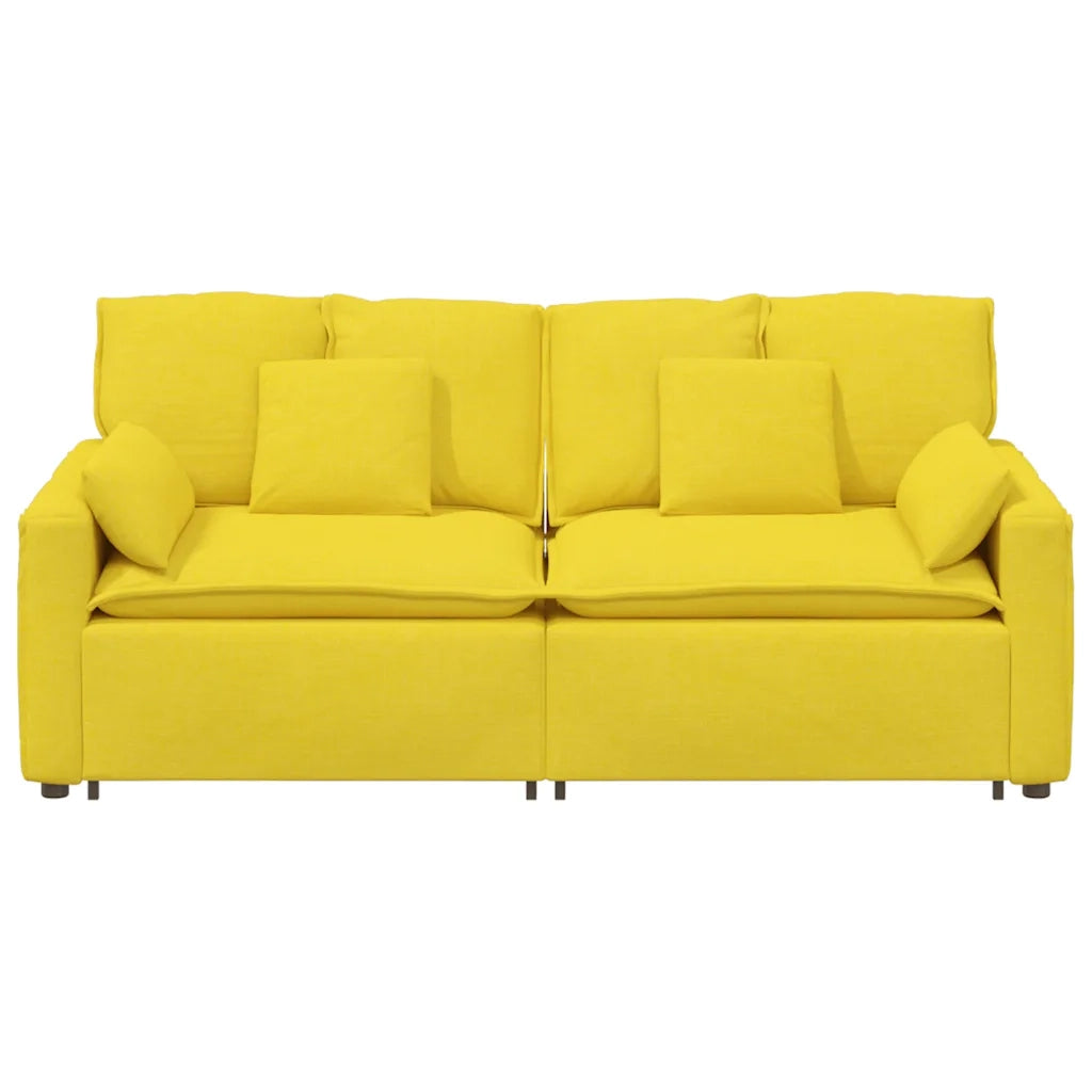 Divano Modulare con Cuscini Giallo Chiaro 3321125