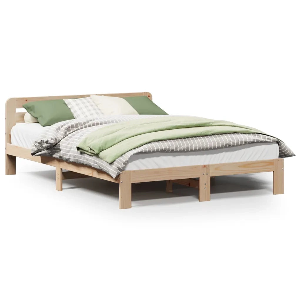 Letto senza Materasso-Struttura Letto 135x190 cm in Legno Massello di Pino 983096