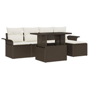 Set Divano da Giardino con cuscino 6 pcs Marrone Poly Rattan 3357001