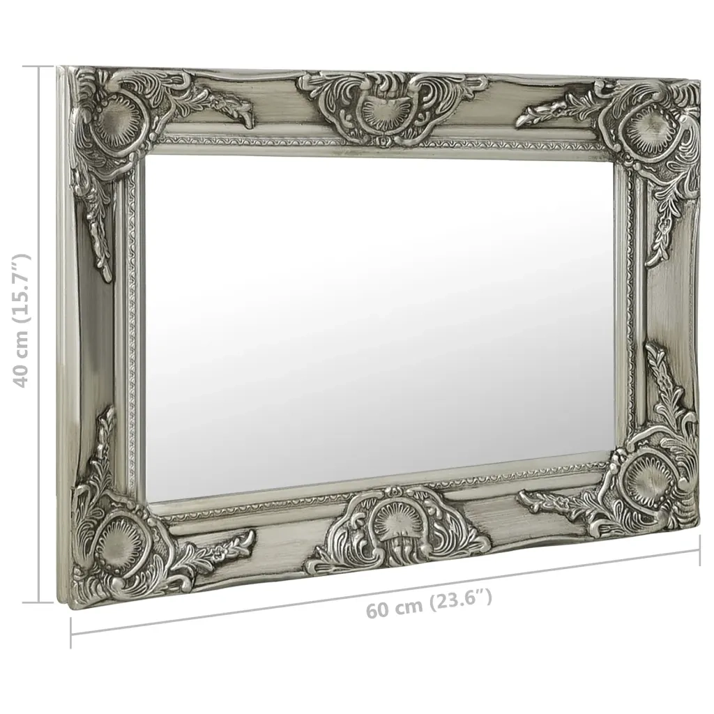 Specchio da Parete | Specchio decorativo Stile Barocco 60x40 cm Argento