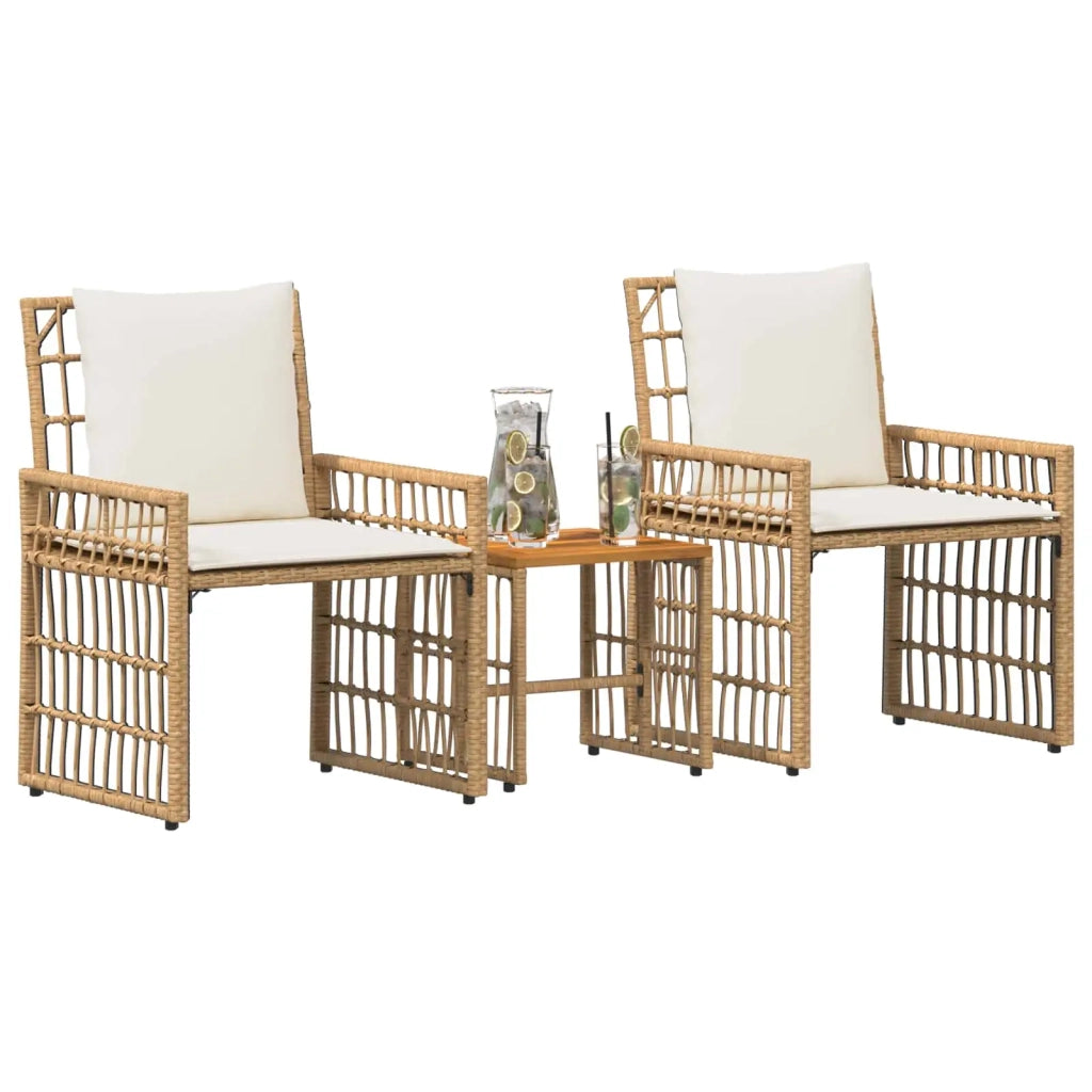 Set di Mobili da Esterno 3 pcs Naturale e Bianco Crema 42025140