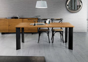 Tavolo fisso in legno rovere nodato 250x100 spessore 4 cm gambe metallo (1672) - Mobili 2G