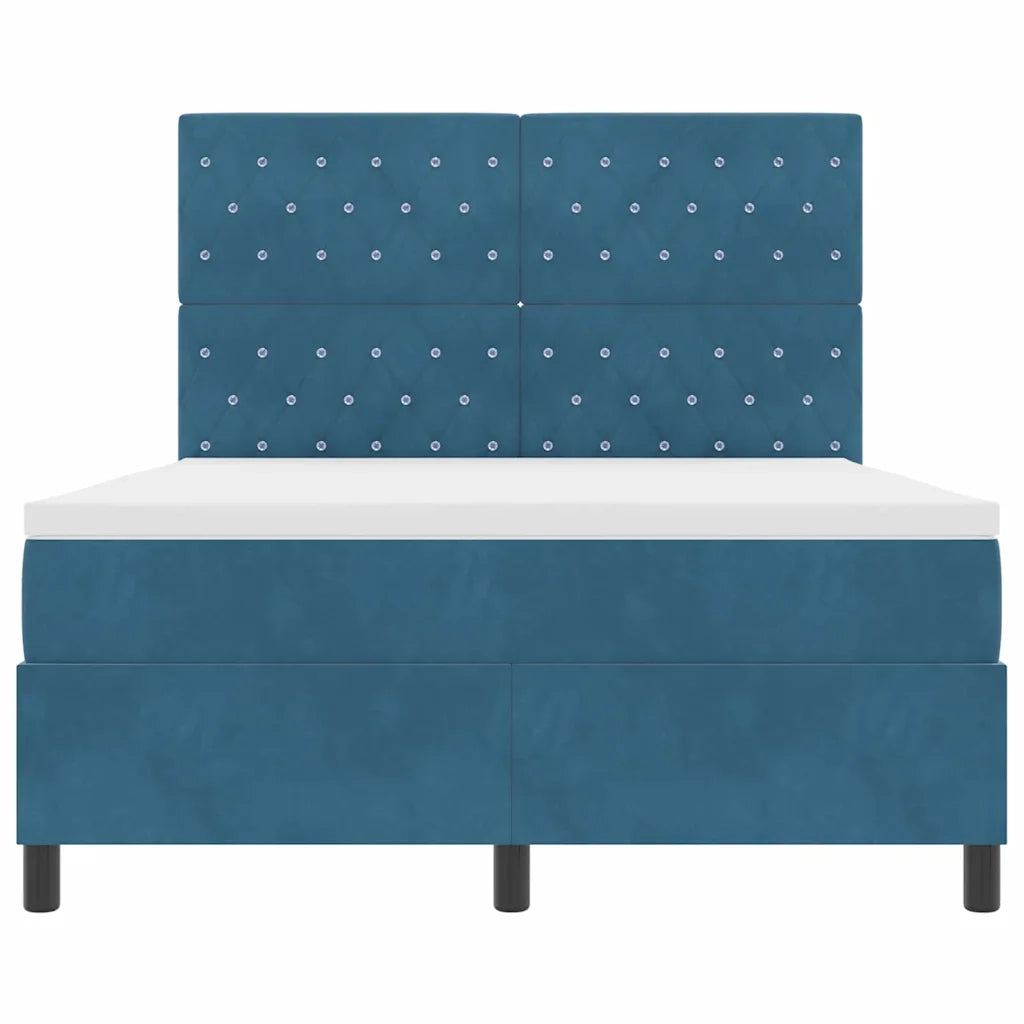 Letto a molle con materasso Blu Scuro 140 x 200 cm Velluto 3339774