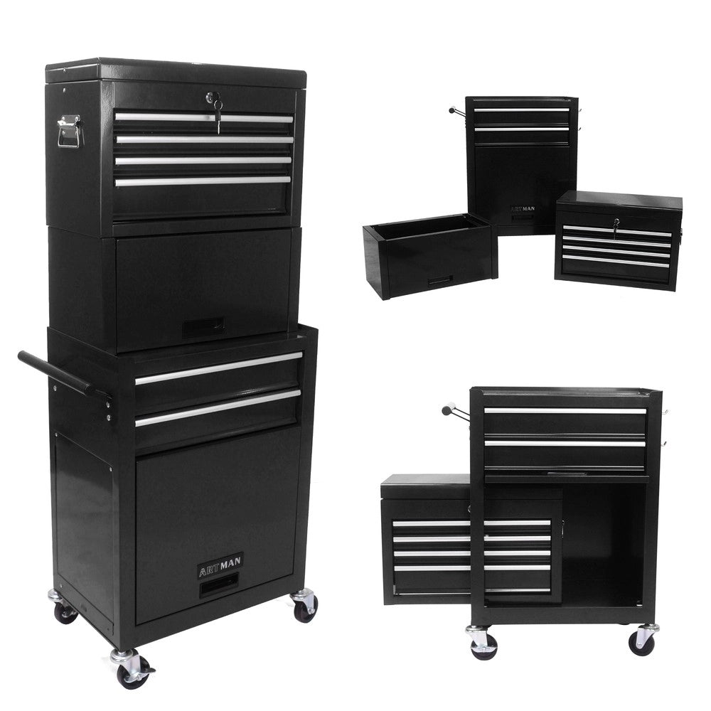 Cassettiera con Ruote e Cassetti Rimovibile per Garage ¨C MINIMAL ¨C Nero