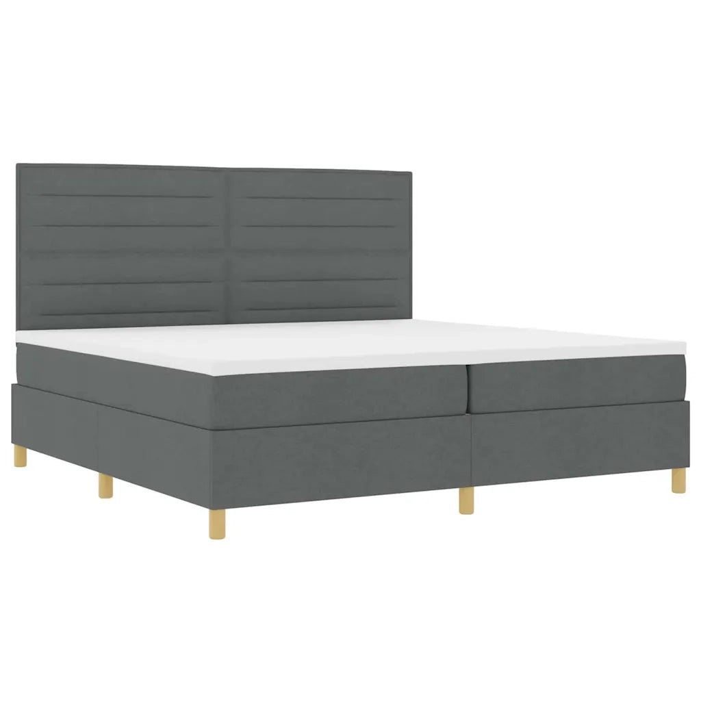 Letto a Sorgente LED Grigio scuro 200 x 200 cm Tessuto