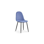 Sedia BOÏ - Velluto azzurro chiaro - Piedi in metallo nero - Stile design moderno