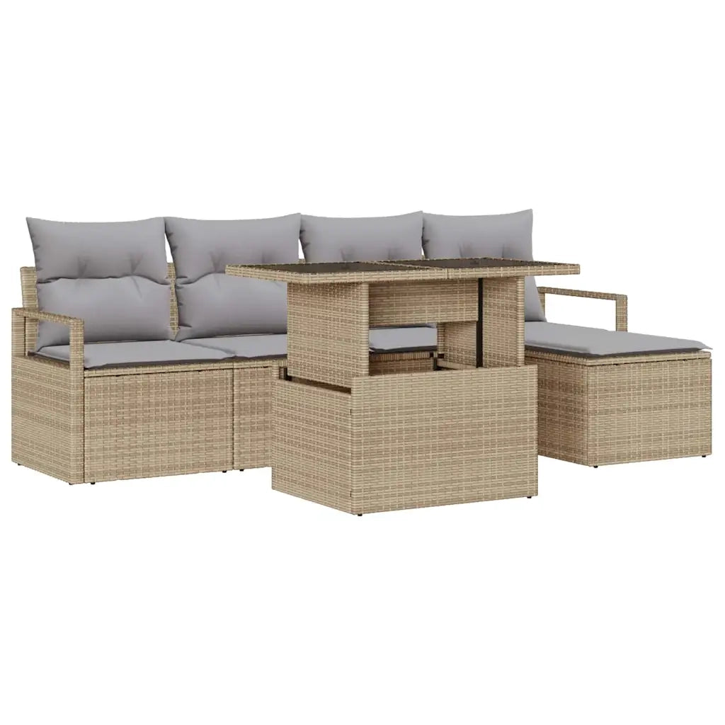 Set Divano da Giardino 6 pcs beige e grigio chiaro polyrattan 3348806