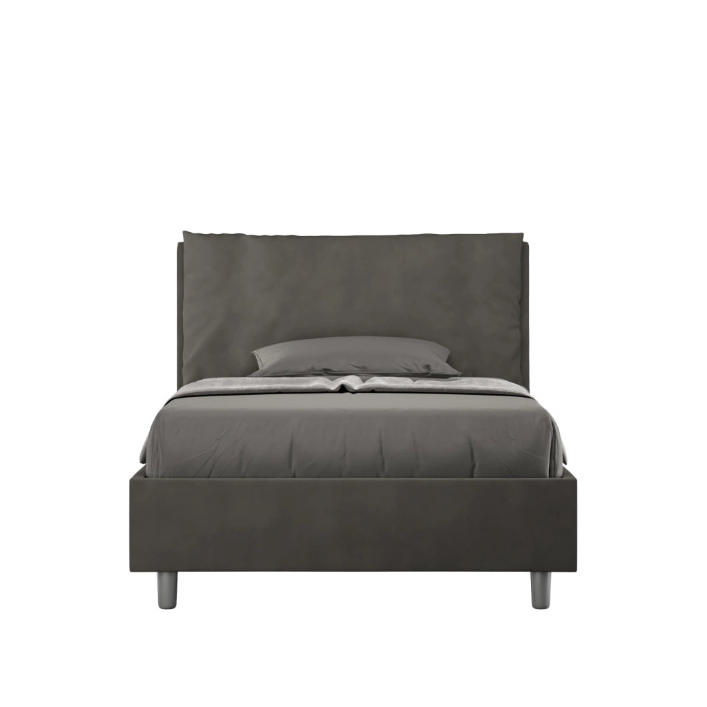 BS COM Letto una piazza e mezza contenitore imbottito 120x200 microfibra grigio