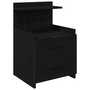 Comodino | Armadio da Notte | Mobiletto da notte con 2 cassetti Nero 40x36,5x62 cm