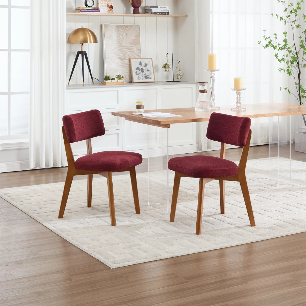 Set 2 Sedie da Pranzo Mid-Century ¨C MINIMAL ¨C Gambe in Legno Massello, Seduta Imbottita in Tessuto