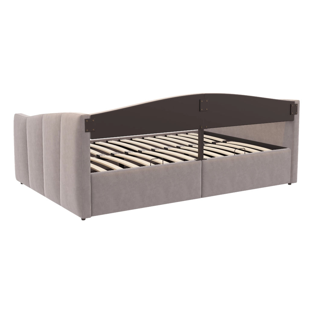 Divano Letto 140x200 cm; Letto Matrimoniale; con Contenitore idraulico e Braccioli