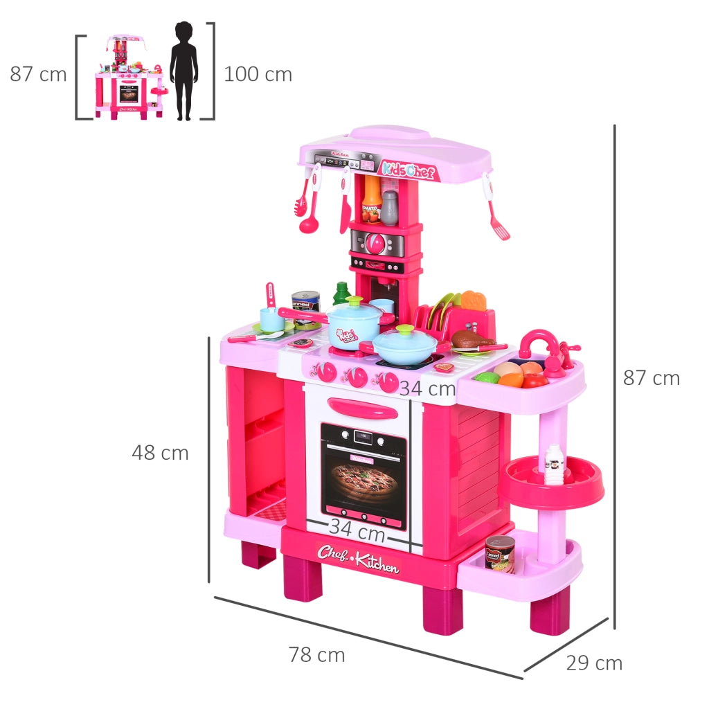 Cucina Giocattolo con Luci e Suoni ¨C Xylo ¨C Rosa 78x29x87 cm con 38 Accessori