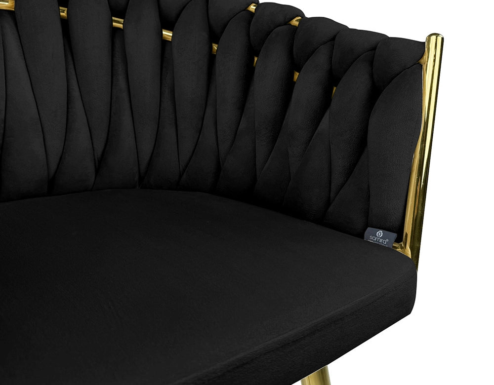 Poltrona in velluto nero, sedia imbottita da pranzo – Elise - SDPL10ELPD