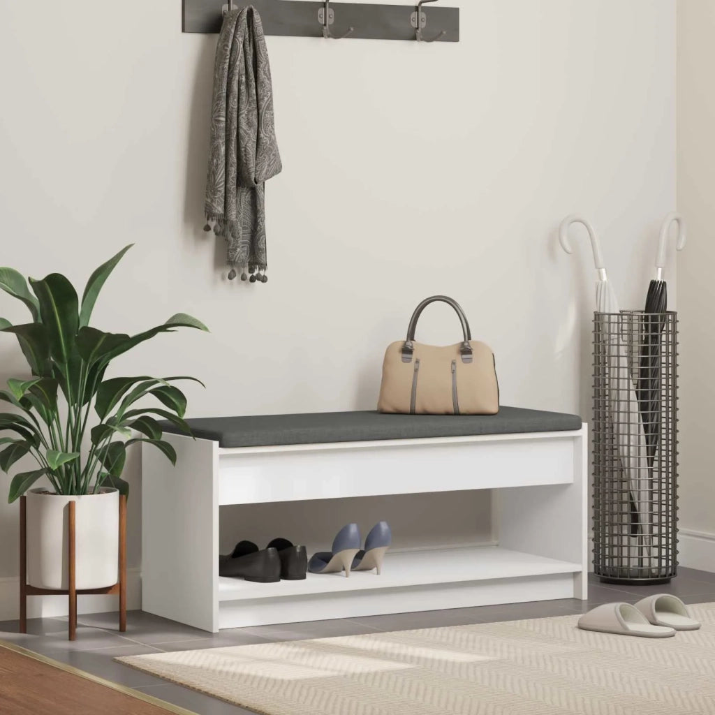 Panca per ingresso con cuscino Bianco 103 x 38 x 45 cm 891584