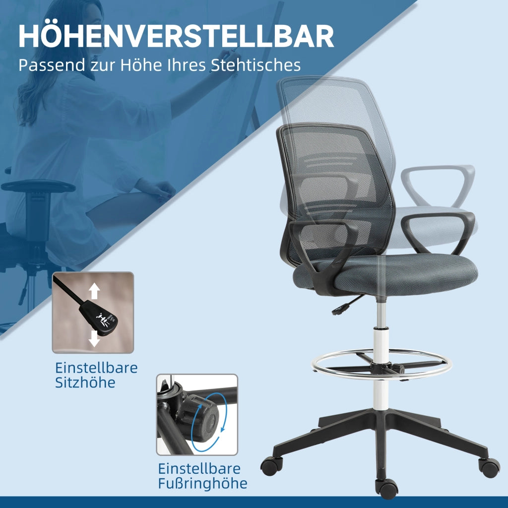 Sedia da Ufficio Ergonomica con Braccioli e Poggiapiedi Regolabile ¨C Minimal ¨C Grigio