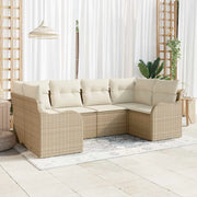 Set Divano da Giardino 6 pcs Beige e bianco Poly Rattan