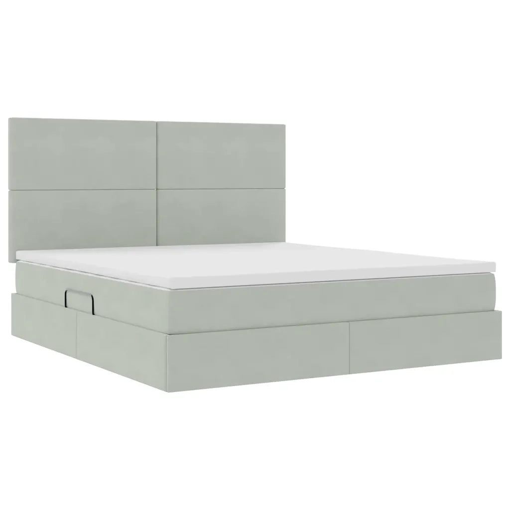 Letto con contenitore e LED Grigio chiaro 180 x 200 cm Velluto