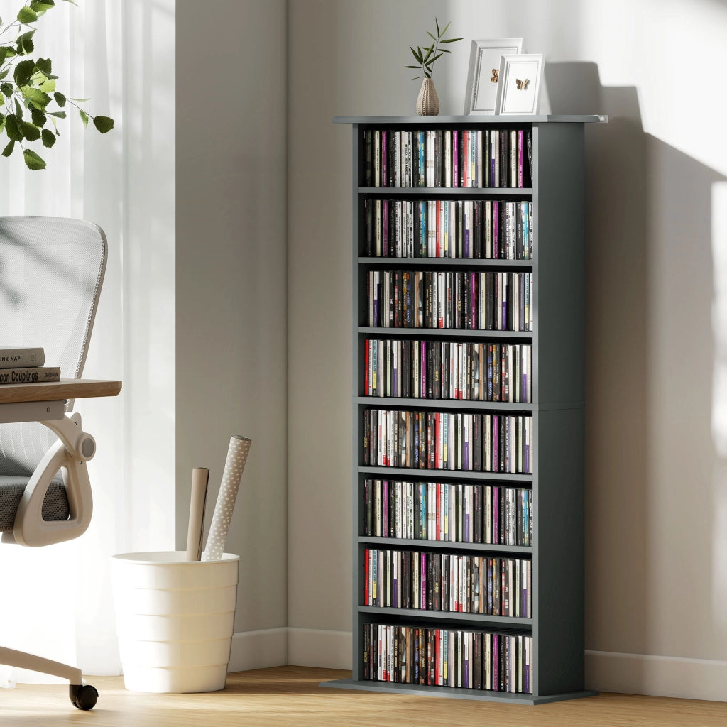 Libreria per CD DVD ¨C Xylo ¨C 8 scomparti 6 ripiani regolabili grigio