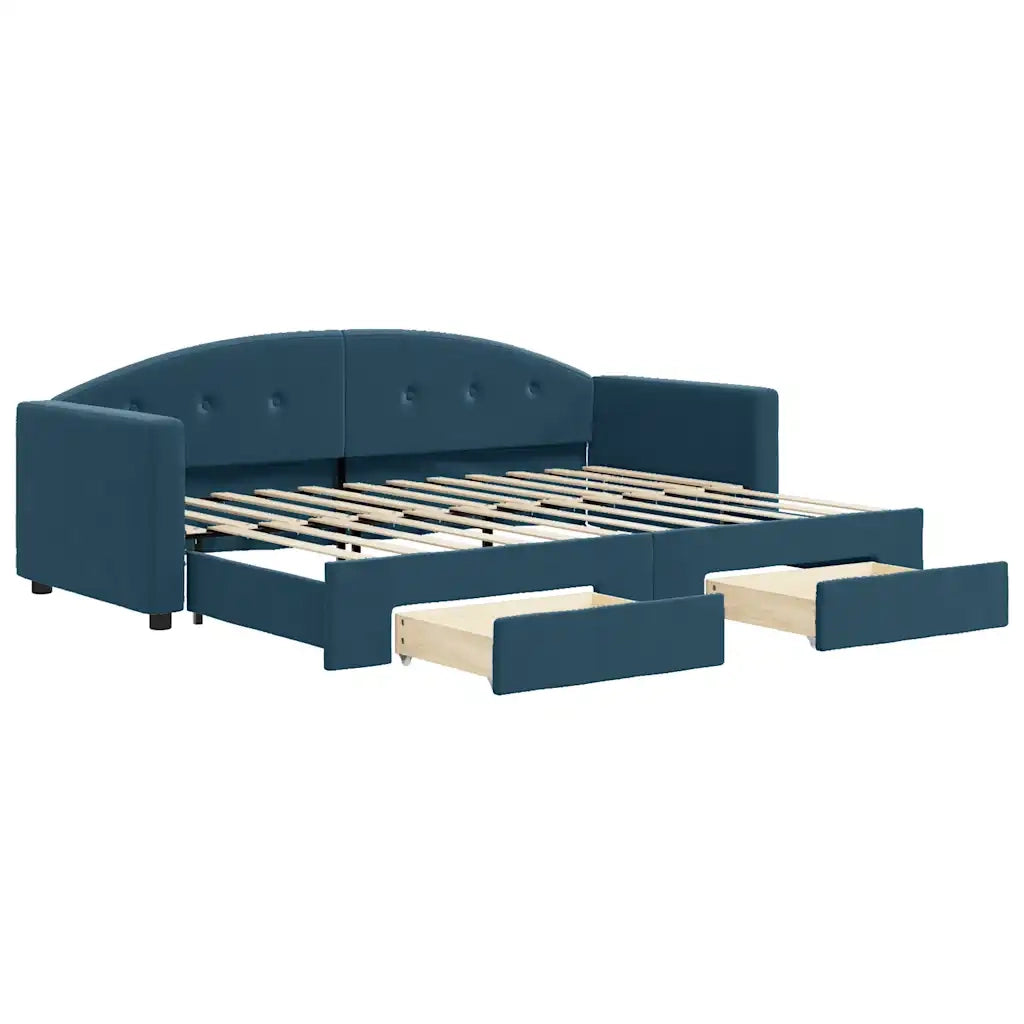 Divano Letto Estraibile con Cassetti Blu 80x200 cm Velluto 3197341