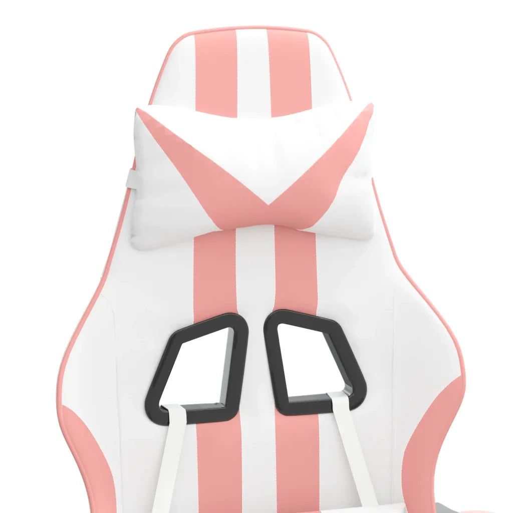 Sedia da Gaming Girevole Bianco e Rosa in Similpelle 349528