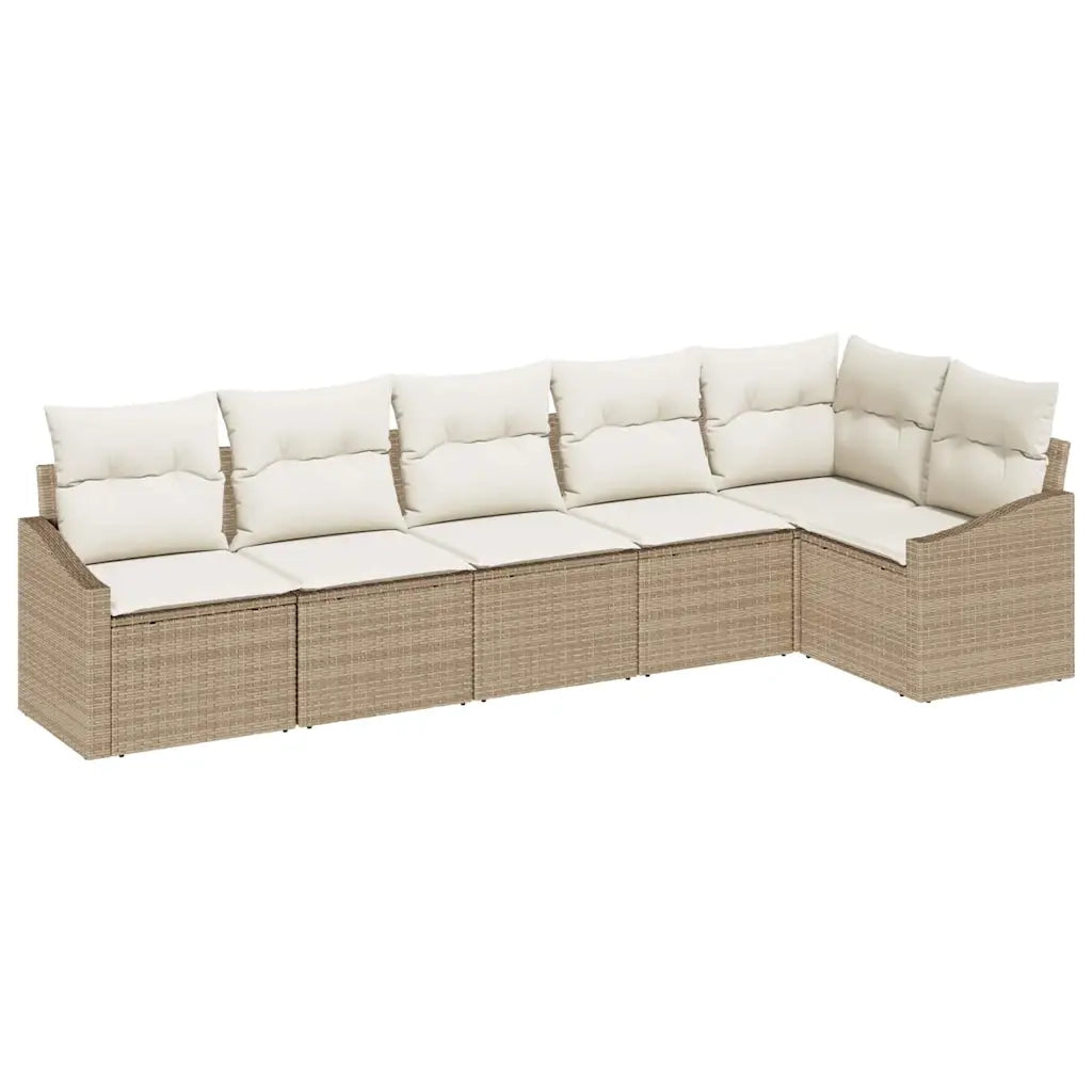 Set Divano da Giardino 6 pcs Beige e Bianco polyrattan