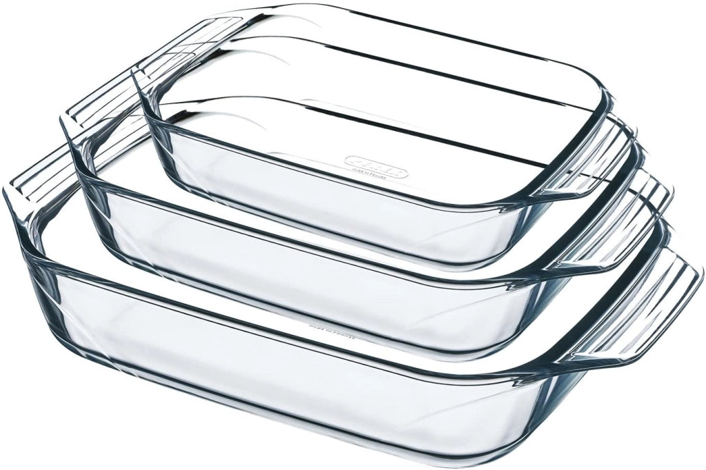 SET 3 TEGLIE PYREX TEGAME RETTANGOLARE PICCOLA MEDIA E GRANDE