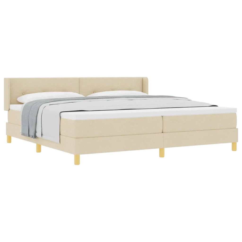 Letto a molle con materasso Crema 200 x 200 cm Tessuto 3341319