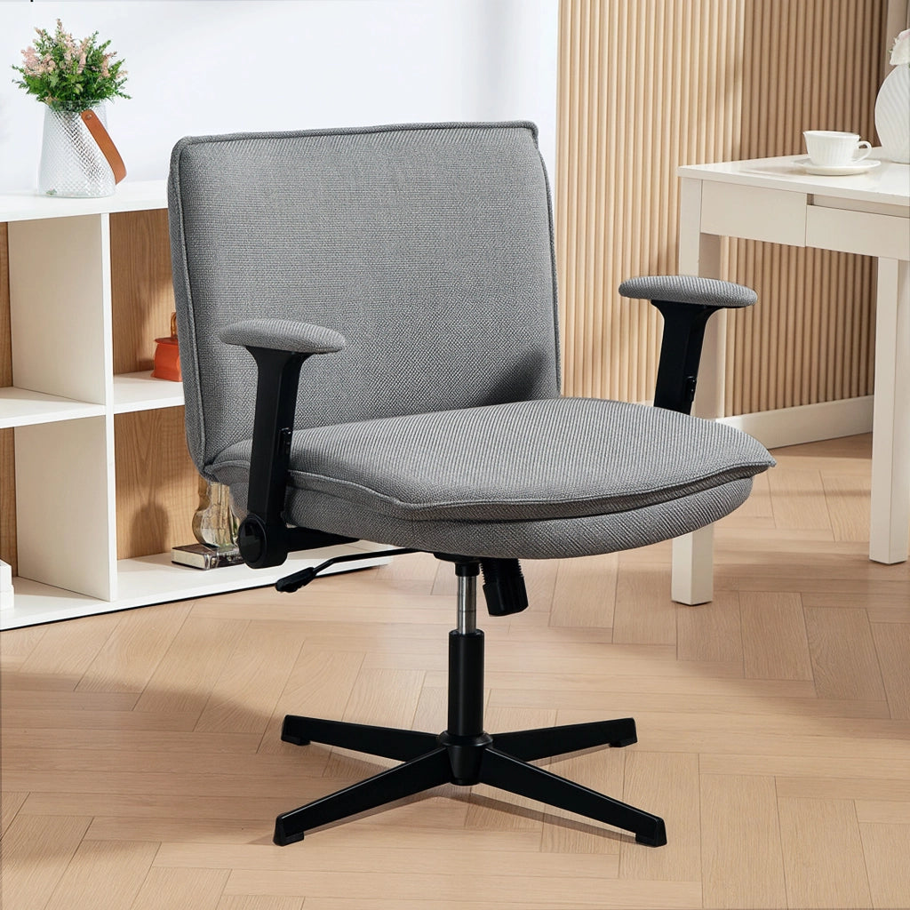 Sedia da ufficio con braccioli reclinabili ¨C Minimal ¨C Grigio, tessuto, base in metallo