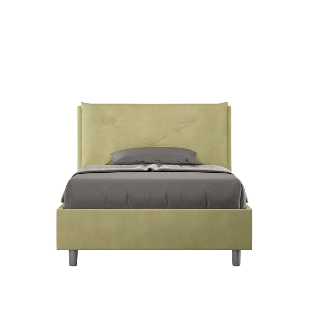 BS COM Letto una piazza e mezza contenitore imbottito 130x200 microfibra tè verde Large