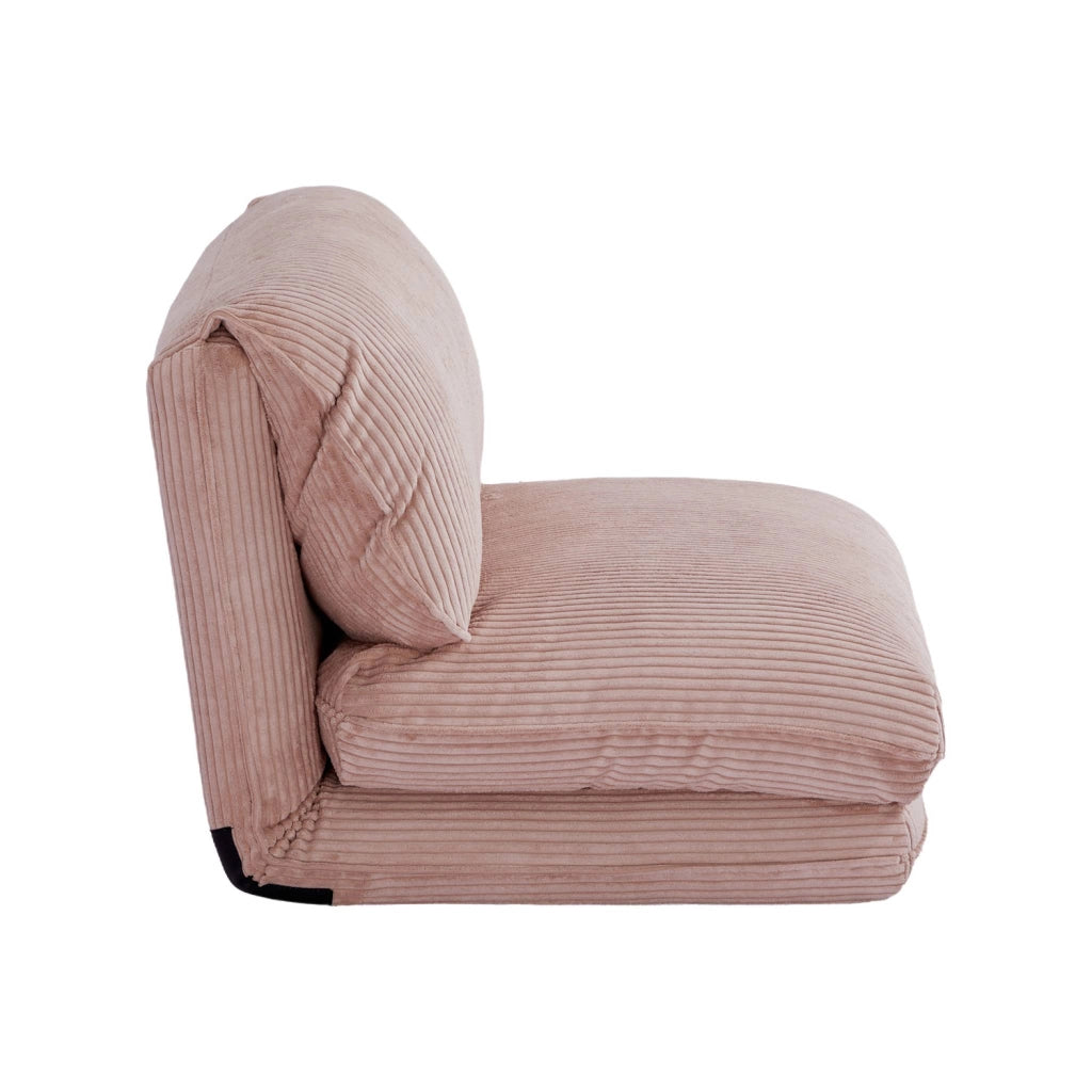 Poltrona letto convertibile velluto a coste grosse coste, rosa pallido