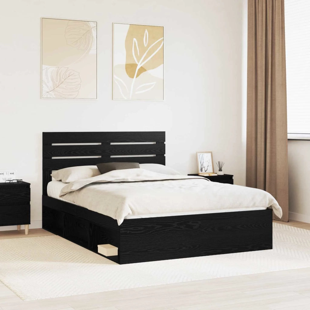 Letto matrimoniale | Letto per adulti | Struttura del letto Nero 150 x 200 cm Pino massello