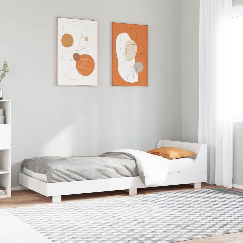 Letto senza Materasso-Struttura Letto Bianco 90x200 cm Legno Massello di Pino 447352