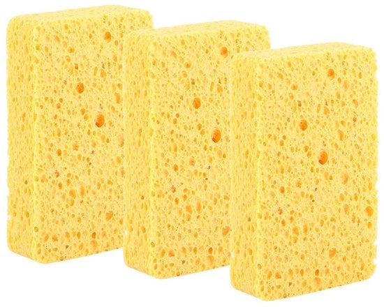 Kit di spugne per la pulizia della cucina 3 pezzi - Spugna cellulosa - Elevata capacità di pulizia - Assorbe acqua - Adatto per servizio - Dimensioni 2,5 x 7 x 11 cm - Spugna per la pulizia