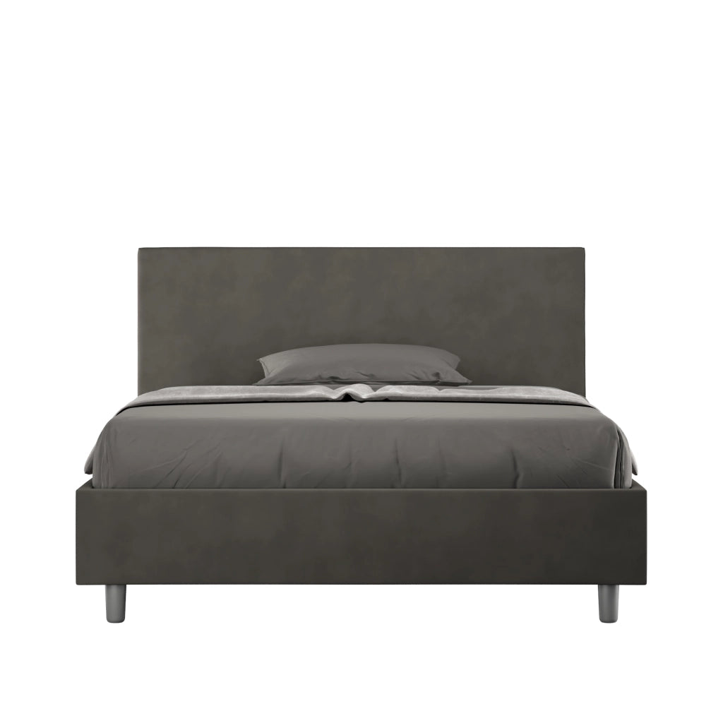 BS COM Letto una piazza e mezza contenitore imbottito 130x190 microfibra grigio