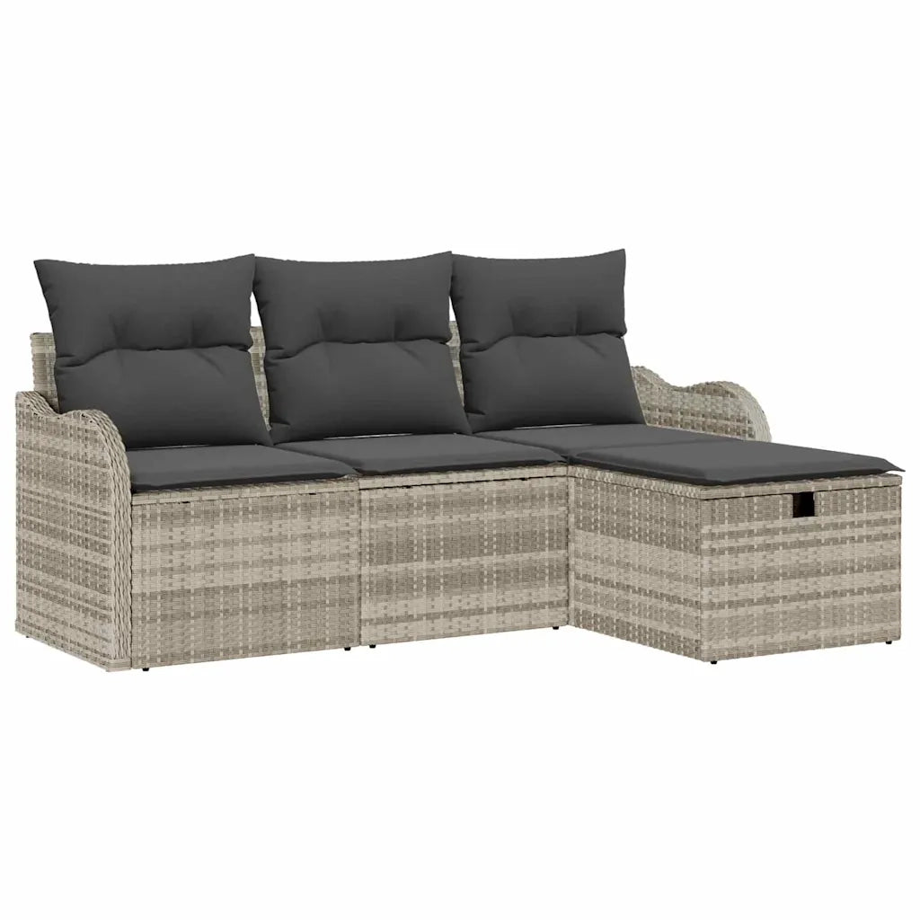 Set Divano da Giardino 4 pcs Grigio chiaro polyrattan 3358951