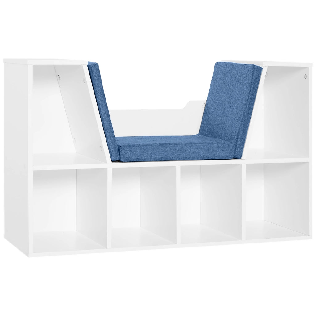 Libreria a cubi con panca ¨C zephmum ¨C blu, legno, 102x30x61 cm