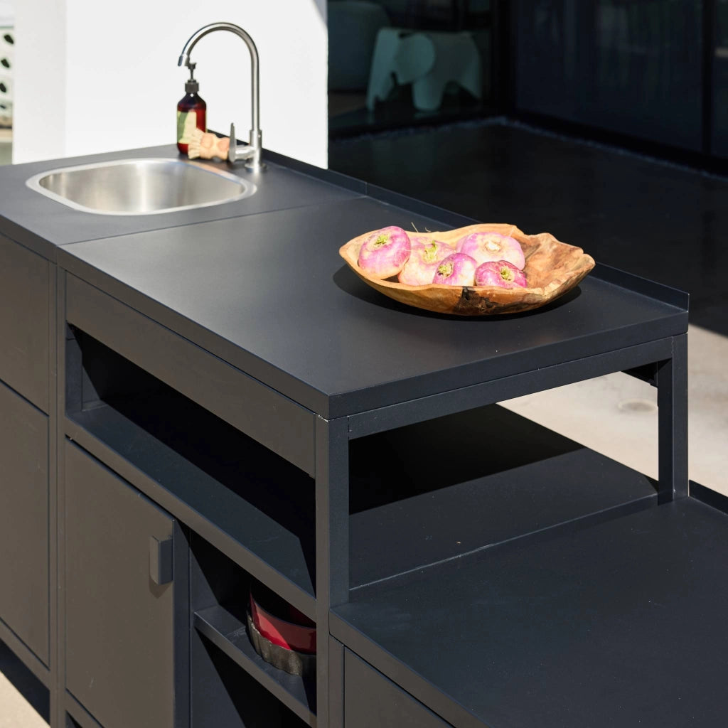 Cucina esterna 3 moduli acciaio inossidabile, nero