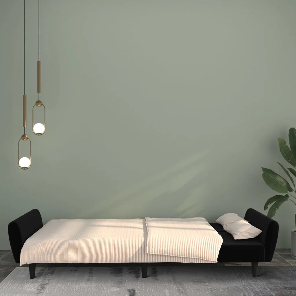 Divano letto | Sof¨¤ letto | Letto singolo a 2 Posti Nero in Velluto