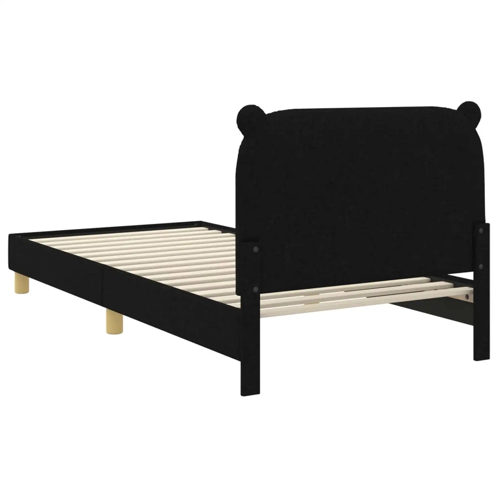 Struttura letto bambini con testata-Giroletto per bambini Nero 90 x 200 cm Tessuto 792370
