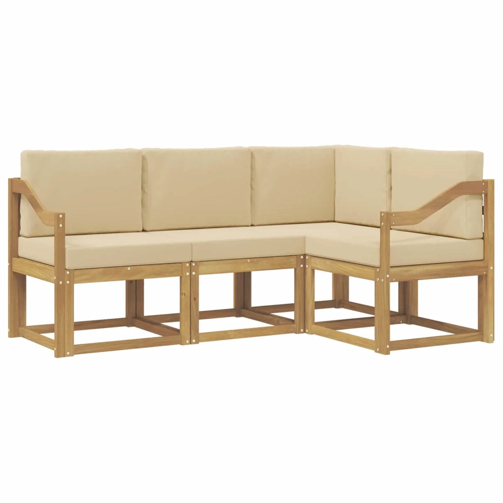 Set di divani da esterno 4 pz Bianco e Beige 3387577