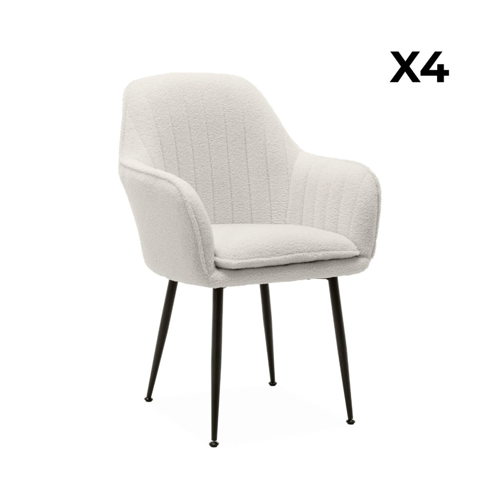 Set di 4 poltrone bouclette con gambe in metallo | sweeek