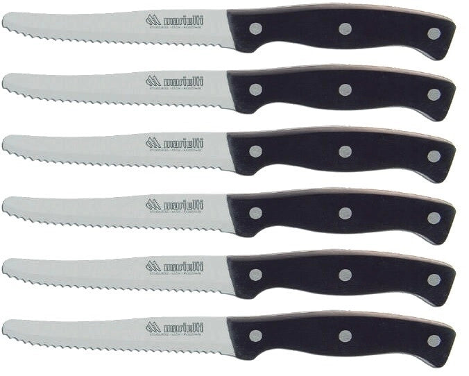 Set 6 Coltelli da Tavola Lama Seghettata Horeca Nero Marietti
