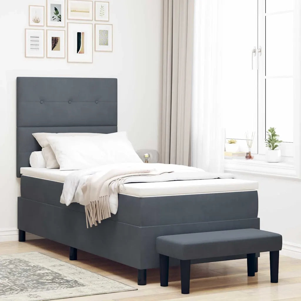 Letto a molle con testiera Grigio scuro 200 x 80 cm Velluto 3344475