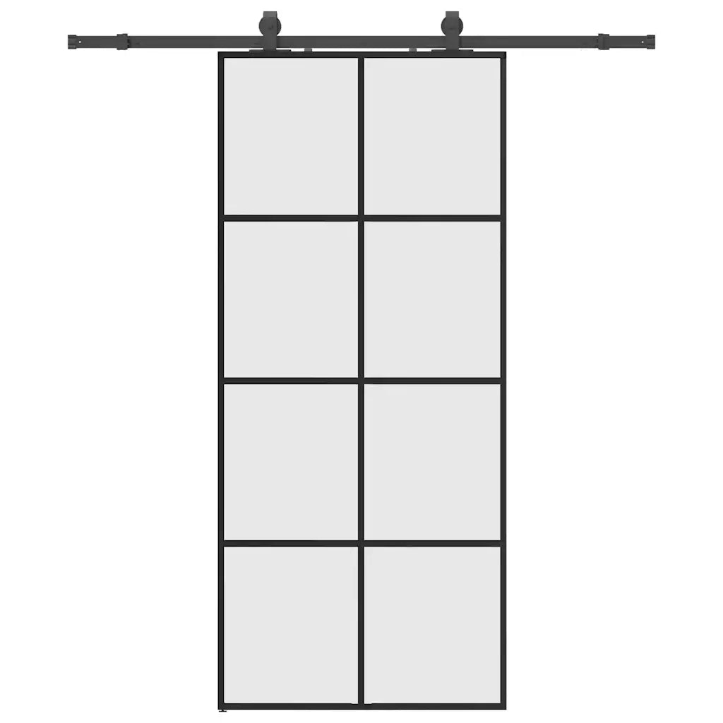 Porta Scorrevole con Ferramenta Nera 90x205 cm in Vetro ESG 3375805
