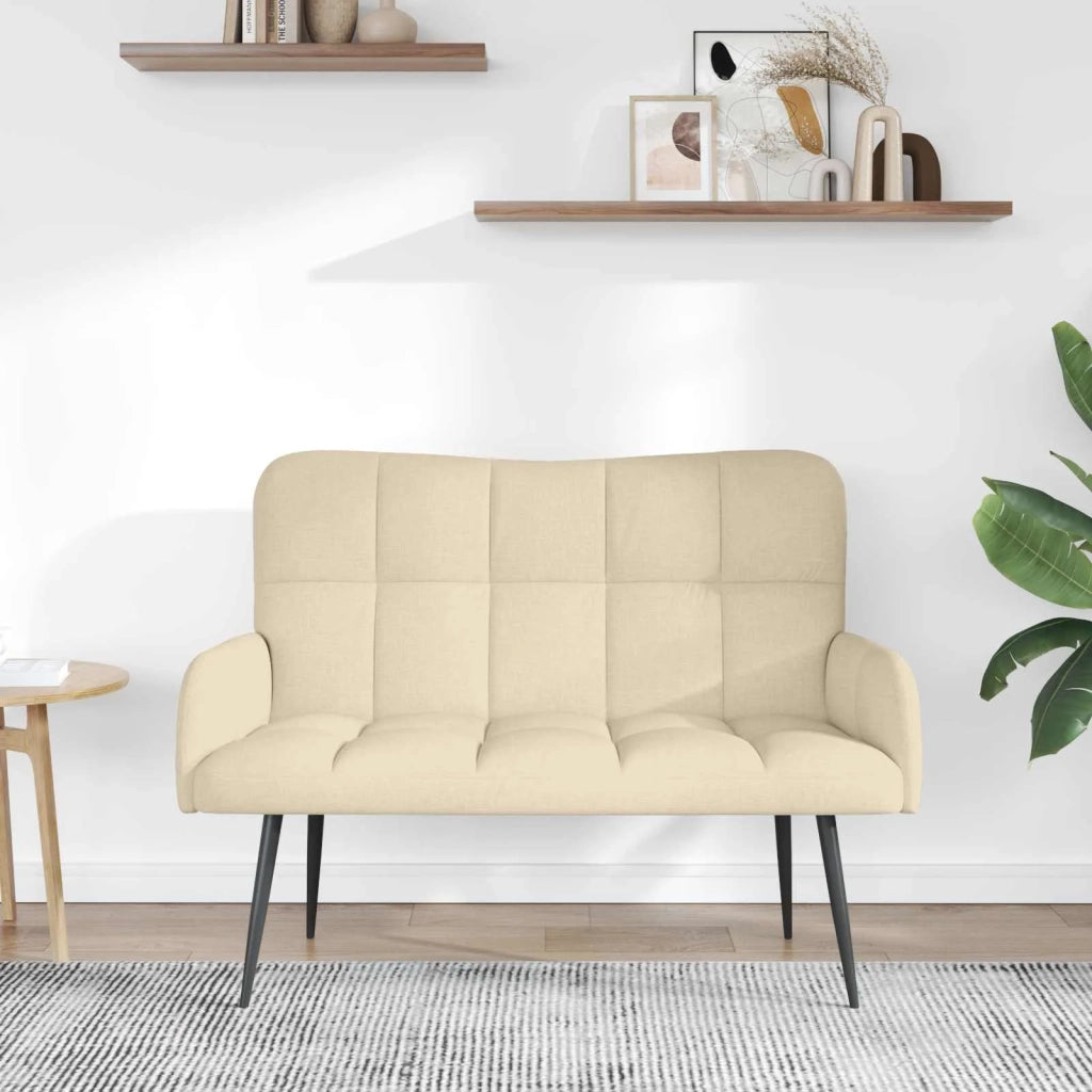 Sofa a Due Posti Crema 115 x 61 x 87 cm Tessuto 42028936