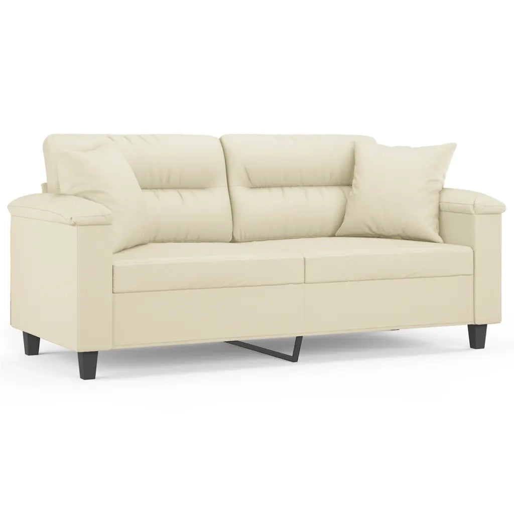 Divano a 2 Posti con Cuscini Crema 140 cm in Similpelle 3200989
