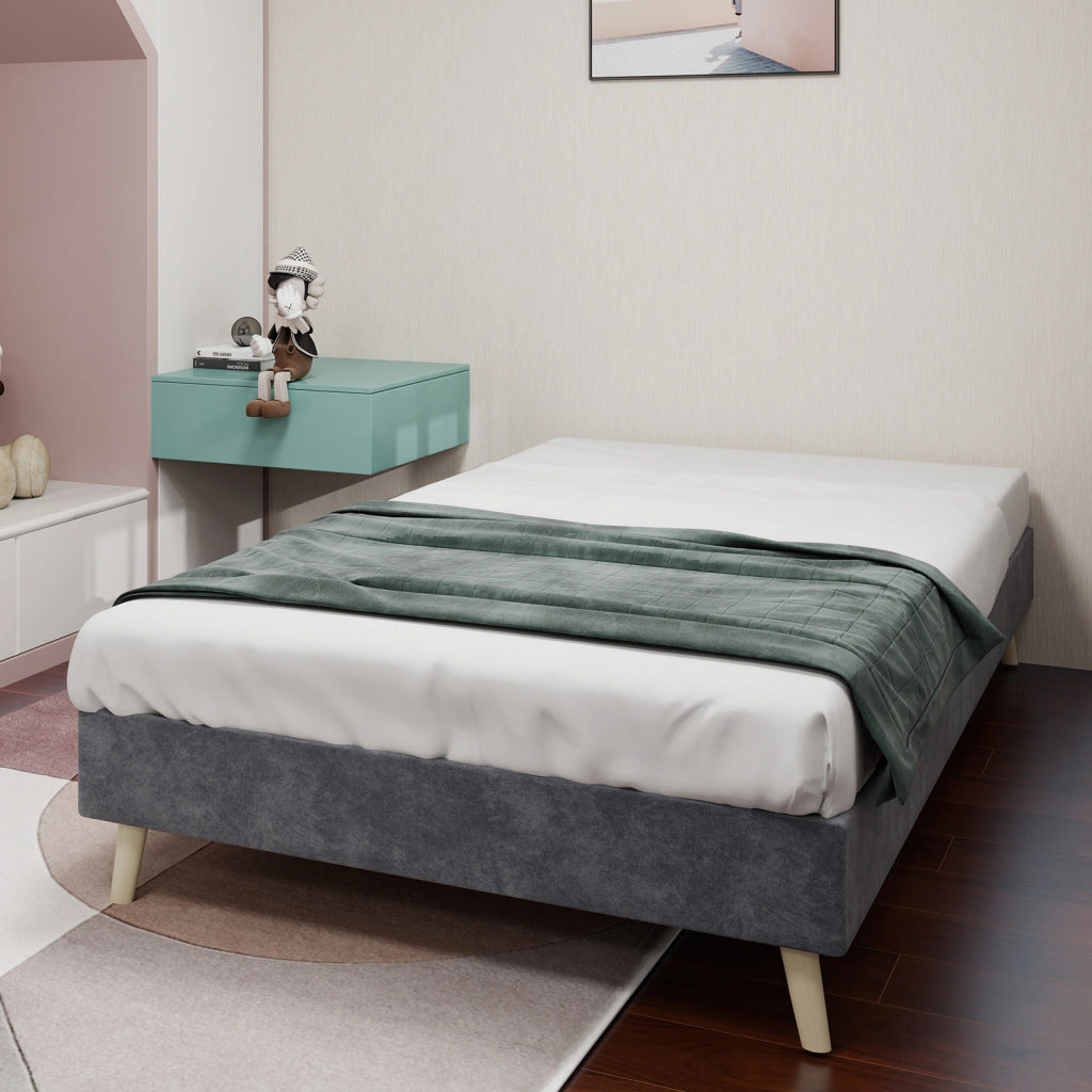 Letto imbottito - Xylo - 90x200 cm - Grigio velluto