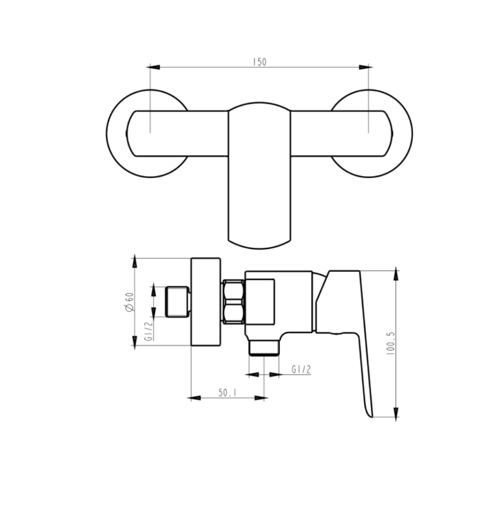 Miscelatore Doccia Esterno Design Minimal Nero Opaco – Cartuccia Ø35 mm